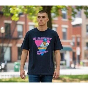 Big League Chew Bubble Gum Vintage Baseball Tee Shirt Big Rally Blue Raspberry L